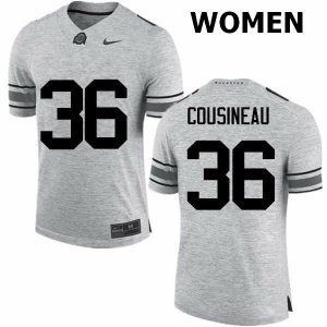 Women's Ohio State Buckeyes #36 Tom Cousineau Gray Nike NCAA College Football Jersey Anti-slip GNK3344PK